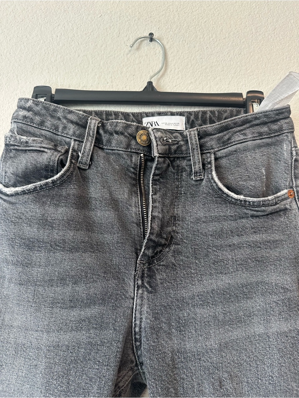 Zara Women's Washed Charcoal High-Rise Jeans